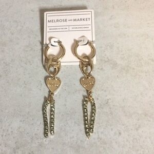 NWT Melrose and Market gold link HOPE heart drop earrings